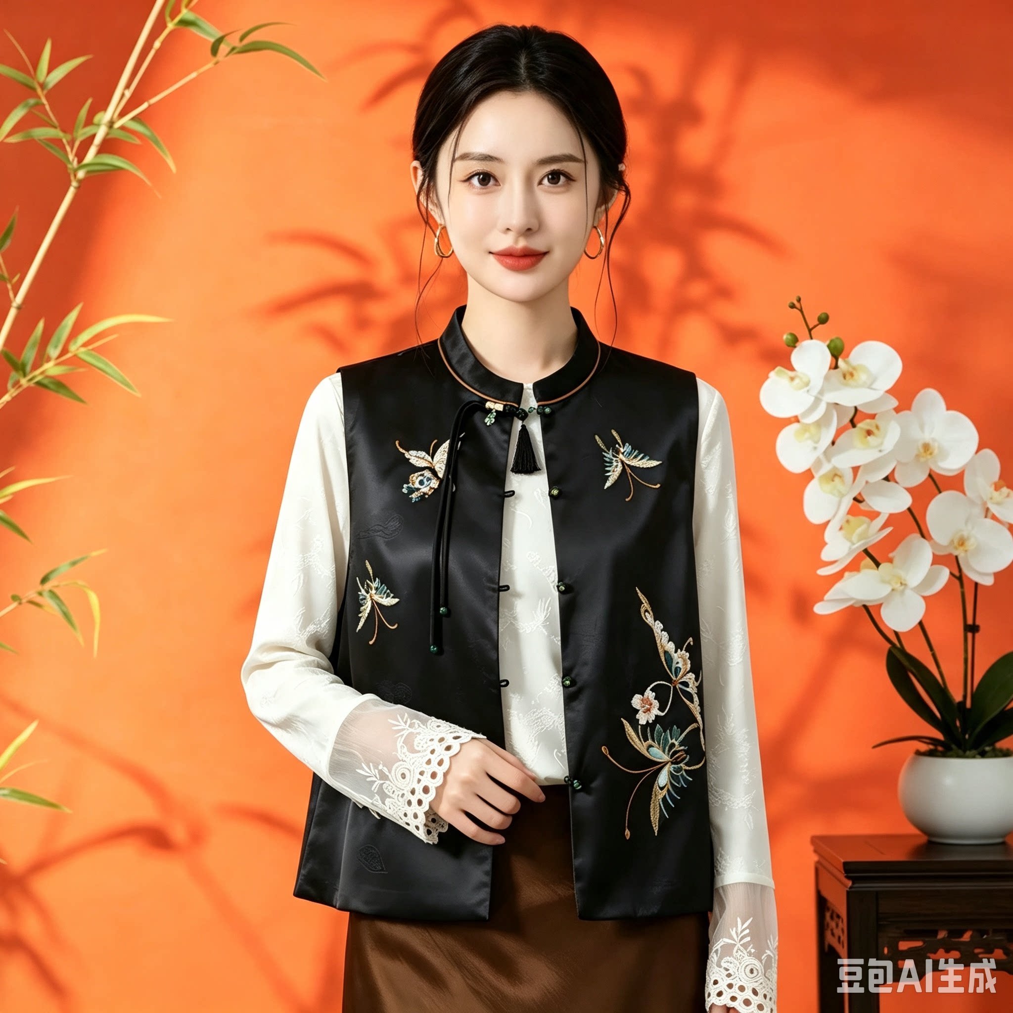 新中式国风提花马甲背心女装2026秋季新款黑色复古高级感唐装外套
