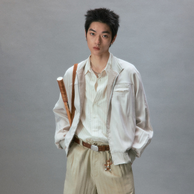 化学制品  鸭川野餐 薄款古着夹克 J5_GRN/WHT_JACKET