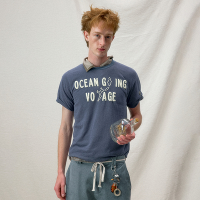 化学制品 航海地图 浪花印字母短袖T恤  T1_BLU/LGY_TSHIRT_160G