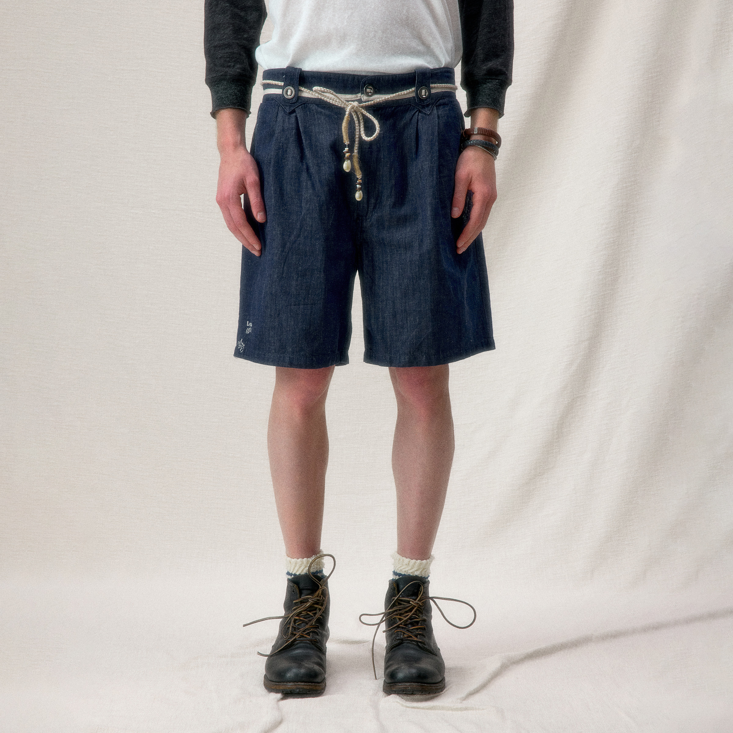 化学制品 航海码头麻感牛仔短裤 P9_NVY/BLU_DENIMSHORTS