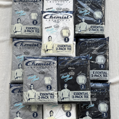 化学制品 打底短袖T恤 X 2件装 T1_WHT_2PACKTSHIRT_180G