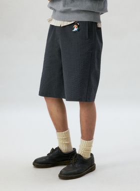 化学制品 格纹休闲大短裤  P10_BLU_SHORTS