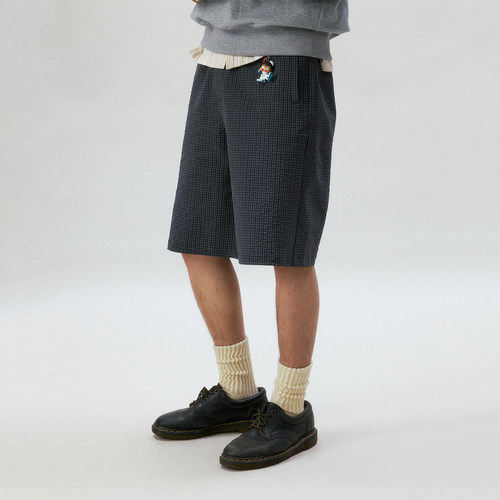 化学制品 格纹休闲大短裤  P10_BLU_SHORTS