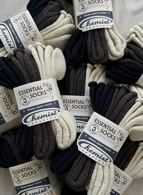 化学制品 粗针翻边袜 三色装 A_MPT_SOCKS