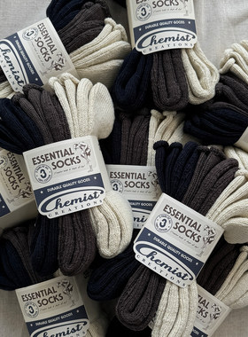 化学制品 粗针翻边袜 三色装 A_MPT_SOCKS