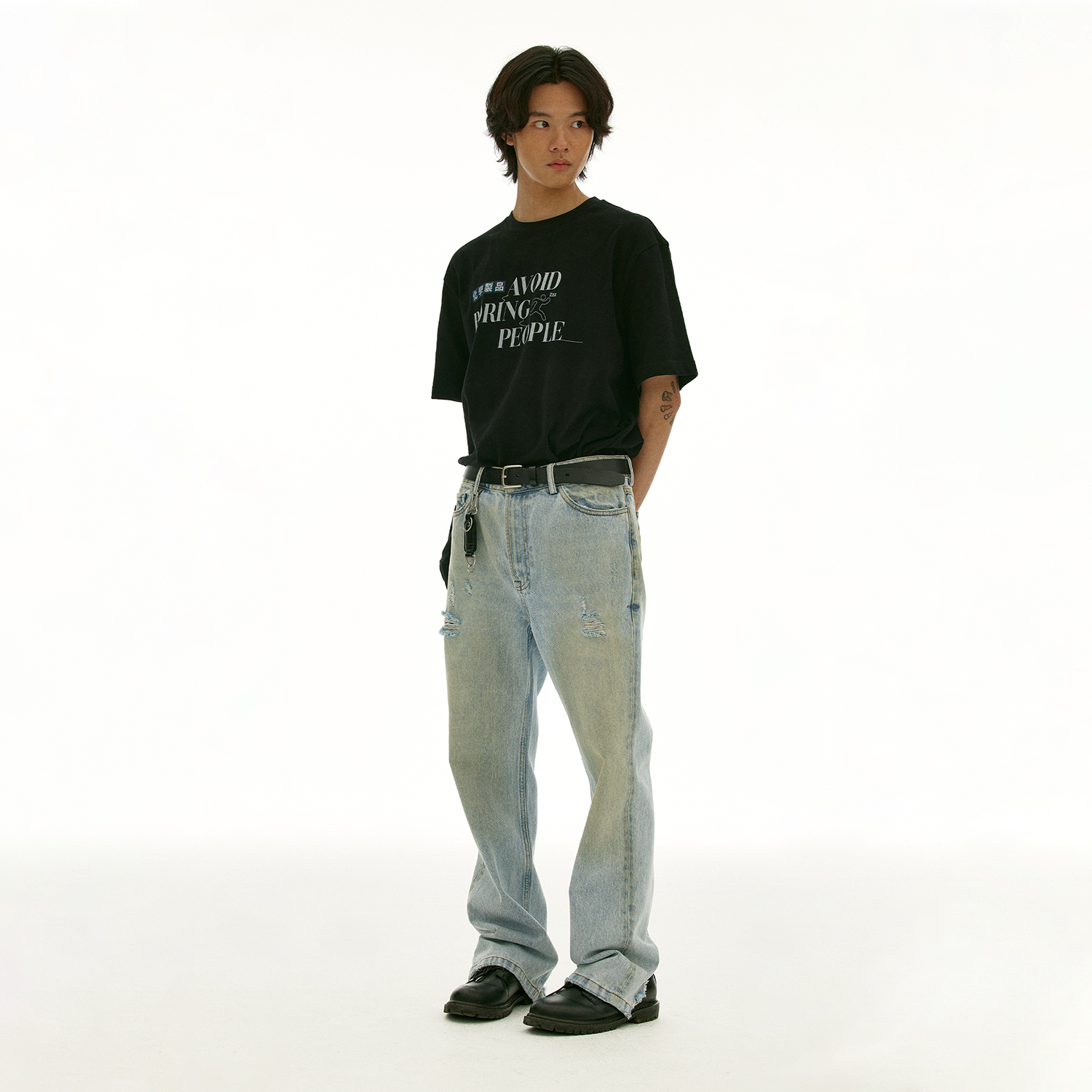 化學製品中古感微喇牛仔裤
