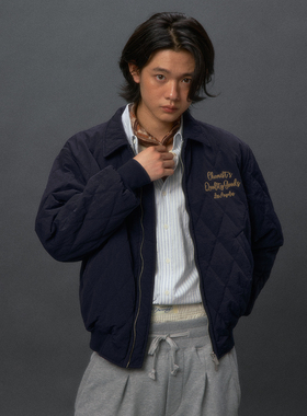 化学制品 Quality Goods 菱形格棉夹克 J2_BLU_GRY_QUILTEDJACKET