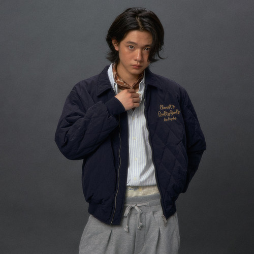 化学制品 Quality Goods 菱形格棉夹克 J2_BLU_GRY_QUILTEDJACKET