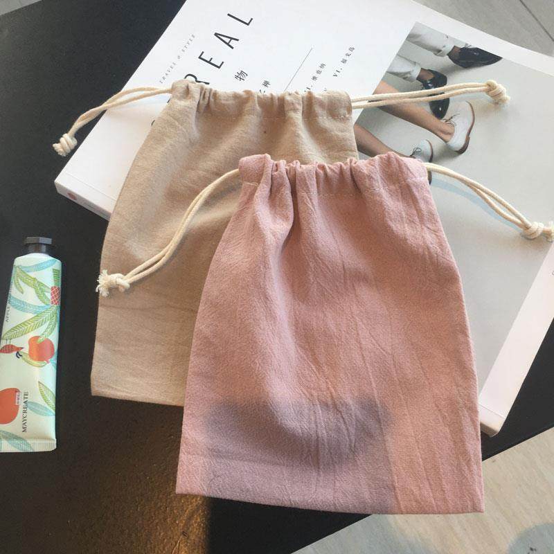 588旅行素色防尘束口袋抽绳收纳袋清新透气小号布袋内衣收纳
