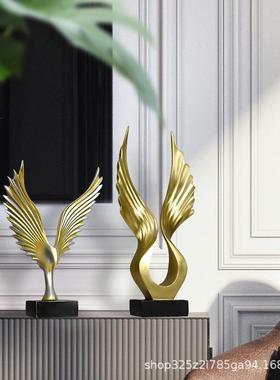 大鹏展翅创意家居玄关饰品摆件天使之翼办公室桌面装饰树脂工艺品