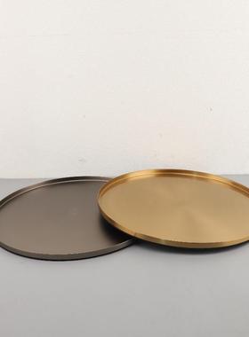 现代简约不锈钢收纳托盘摆件客厅茶几餐厅样板间家居桌面软装饰品