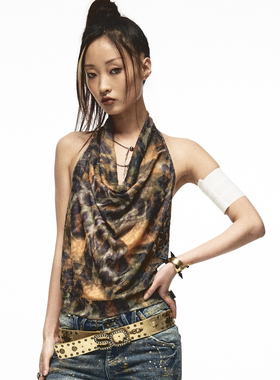 NONAME SPACE随便穿 弹力轻薄吊带挂脖荡领收紧下摆背心