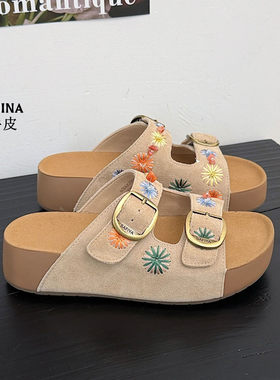 纯皮休闲凉拖鞋女舒适轻便软底