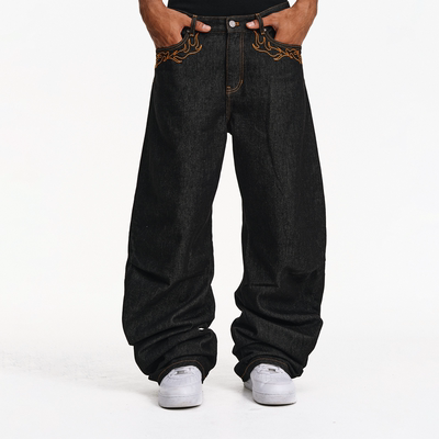 火苗异形口袋弯刀牛仔裤