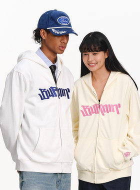 BURNIN* 横排LOGO胸口拉链帽衫连帽卫衣男外套舒适潮流休闲男装