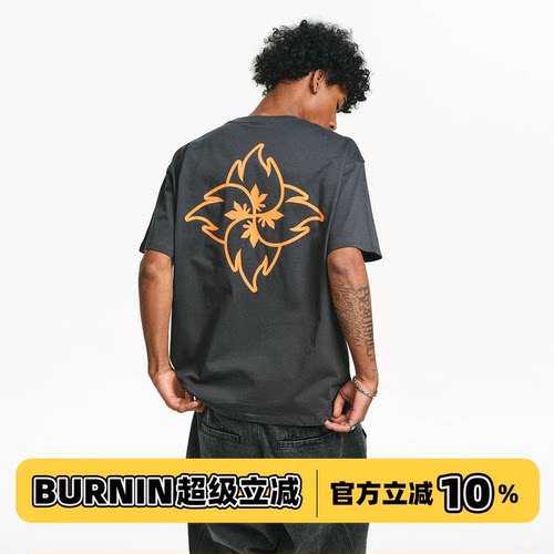 BURNIN*火苗飞镖印花短袖T恤