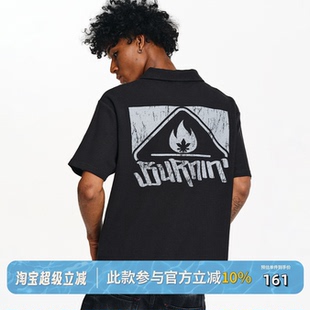 美式 BURNIN 男夏季 方片logo华夫格短袖 街头休闲宽松T恤上衣 Polo衫
