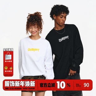 打底衫 T恤男女纯棉宽松情侣百搭上衣体恤美式 潮 小火苗长袖 BURNIN