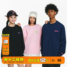 BURNIN*小火苗火焰横排长袖T恤男宽松美式街头加绒保暖打底衫上衣