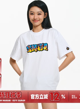 BURNIN*「WORDPLAY」火焰涂鸦印花短袖T恤宽松休闲情侣国潮牌上衣