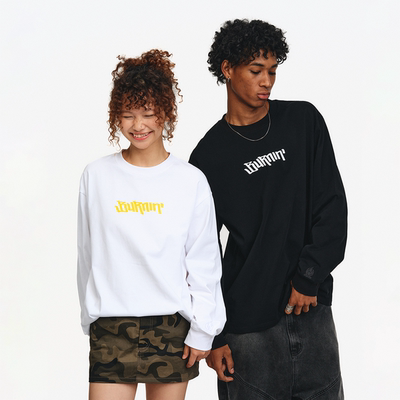 纯棉宽松圆领TEE情侣长袖