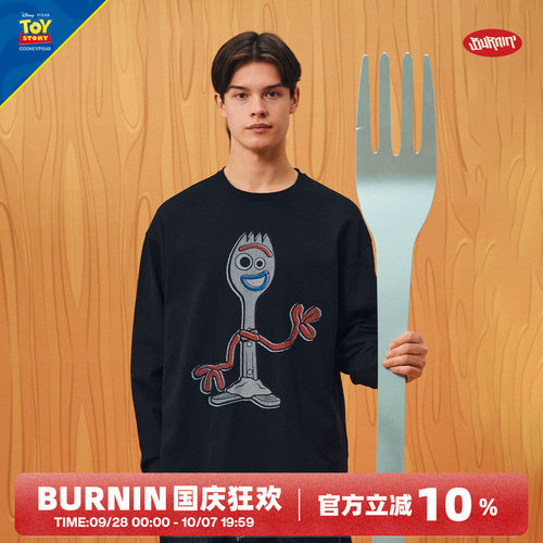BURNIN*Disney/迪士尼 Pixar Toy Story合作系列Forky长袖T恤