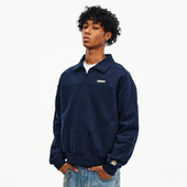 BURNIN 半拉链Polo领卫衣男女宽松美式 上衣情侣校园基础百搭国潮