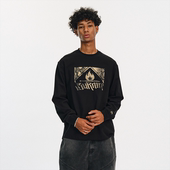 T恤男秋冬美式 BURNIN 蛇纹方片贴布绣logo长袖 街头纯棉上衣百搭潮