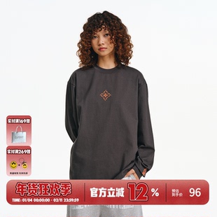 BURNIN*小火苗飞镖胸前长袖T恤男女简约美式街头休闲宽松上衣百搭