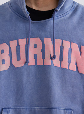 BURNIN*「97‘series」撞色拆布洗水连帽卫衣男女宽松休闲上衣秋