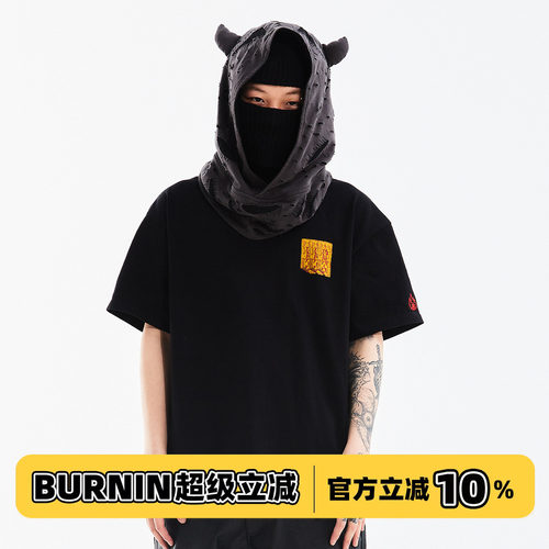 正气凛燃短袖T恤印花圆领