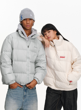 BURNIN *横排logo火焰刺绣羽绒服男冬季白鸭绒保暖厚外套国潮百搭