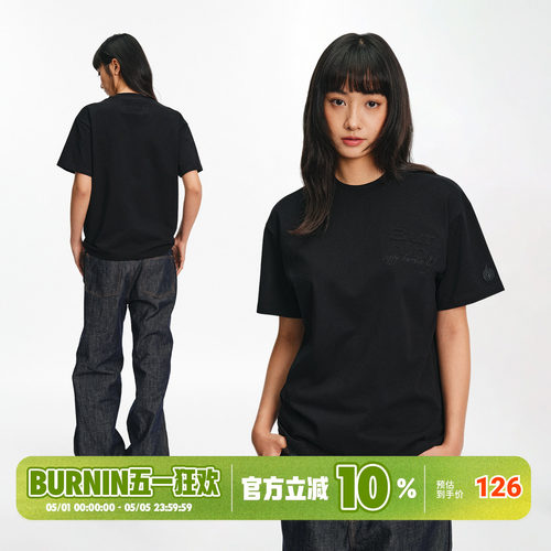 BURNIN立体logo刺绣短袖T恤