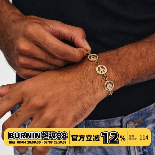 BURNIN*25FW 园环火苗镶钻手链链原创设计个性百搭配饰链条