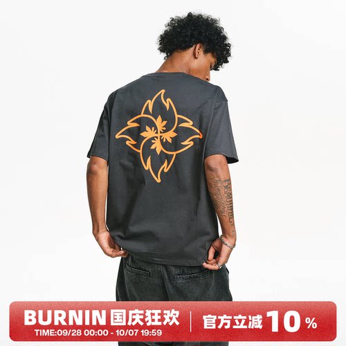 BURNIN*火苗飞镖印花短袖T恤