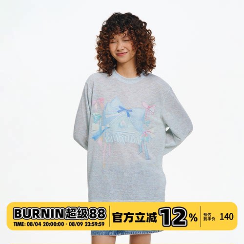 小火苗蝴蝶结方片logo彩纱长袖