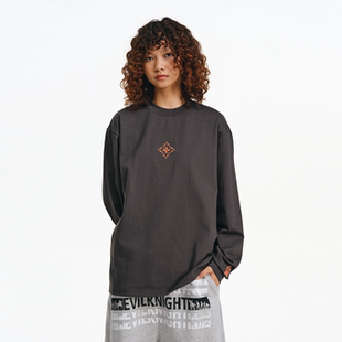 BURNIN*小火苗飞镖胸前长袖T恤男女简约美式街头休闲宽松上衣百搭