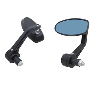 摩托车复古反光镜改装街车22mm倒车镜铝合金蓝光防眩目手把后视镜