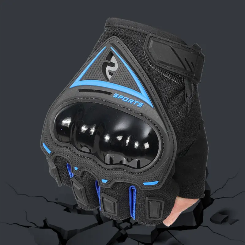 摩托车透气骑行防护手套男半指夏季防摔自行机车夏天骑行防护装备