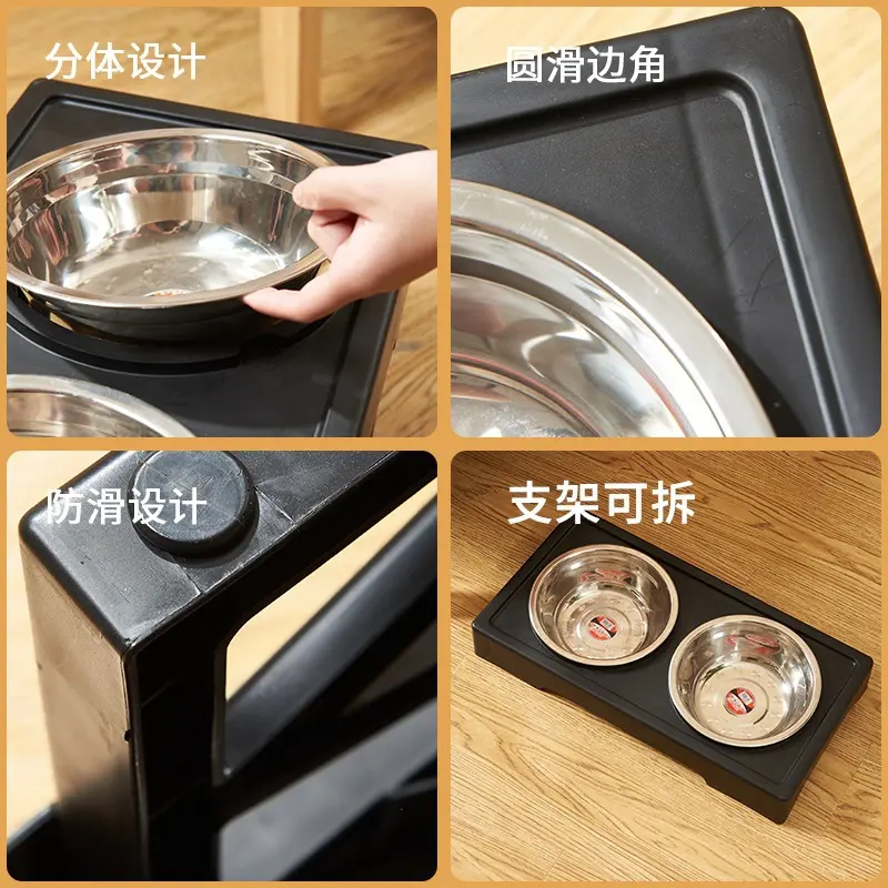 狗狗碗可升降不锈钢双碗食盆金毛