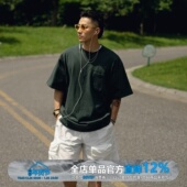 WEDENBORG日系春夏宽松纯棉320g重磅白T恤短袖 口袋红绳纯色打底衫