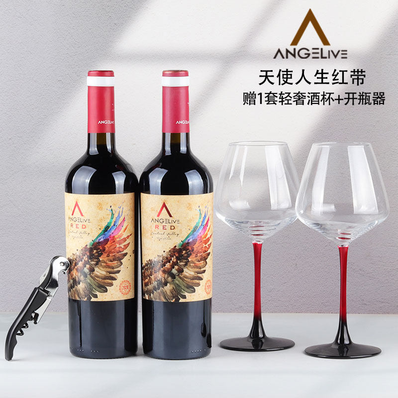 智利原瓶进口天使人生红带卡门妮雅干红葡萄酒双支礼盒装正品保证