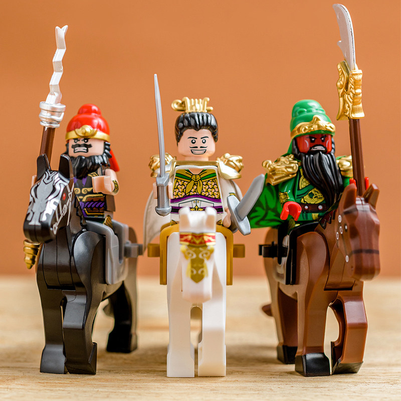 迪酷库三国小侠国风人仔关羽刘备张飞赵云吕布国潮拼装积木益智