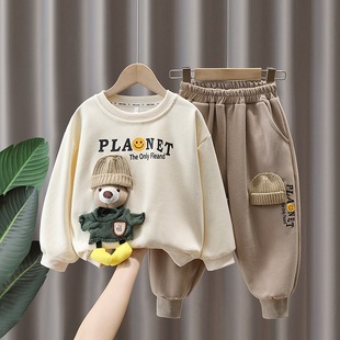 儿童装男童2023秋装新款卫衣套装男宝宝中小童大童幼童痞帅气时髦