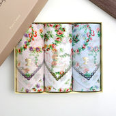 43cm女士纯棉印花手帕老式 怀旧薄款 吸水擦汗手绢优雅印花手巾方巾