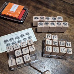 复古木质印章数字印章手账装饰文具图案复古邮戳