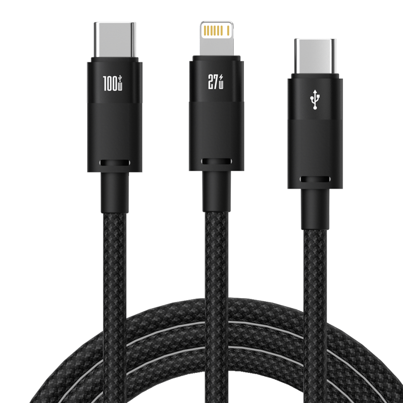 风行者TypeC数据线二合一充电线适用苹果15华为iPhone16promax双头100w超级快充pd一拖二ipad平板