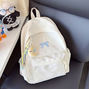 新款 奶系少女心蝴蝶结双肩包初中女生大学生书包大容量旅行背包