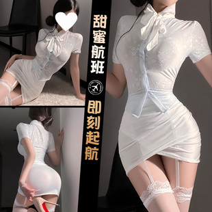 恶魔大人情趣韩风透肤俏秘书套装性感包臀超短裙空姐制服内衣诱惑