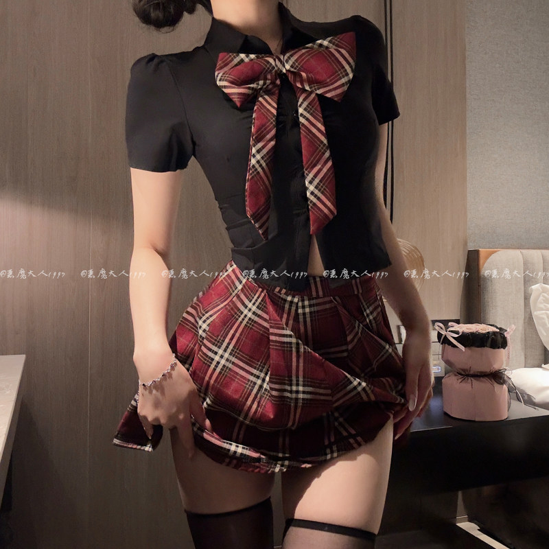 恶魔大人情趣纯欲紧身诱惑jk学院风睡衣诱惑夜店辣妹性感制服套装